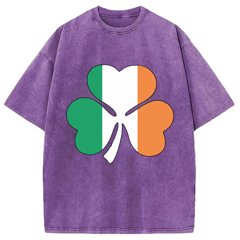 Irish Flag Shamrock Washed T-Shirt-Vance