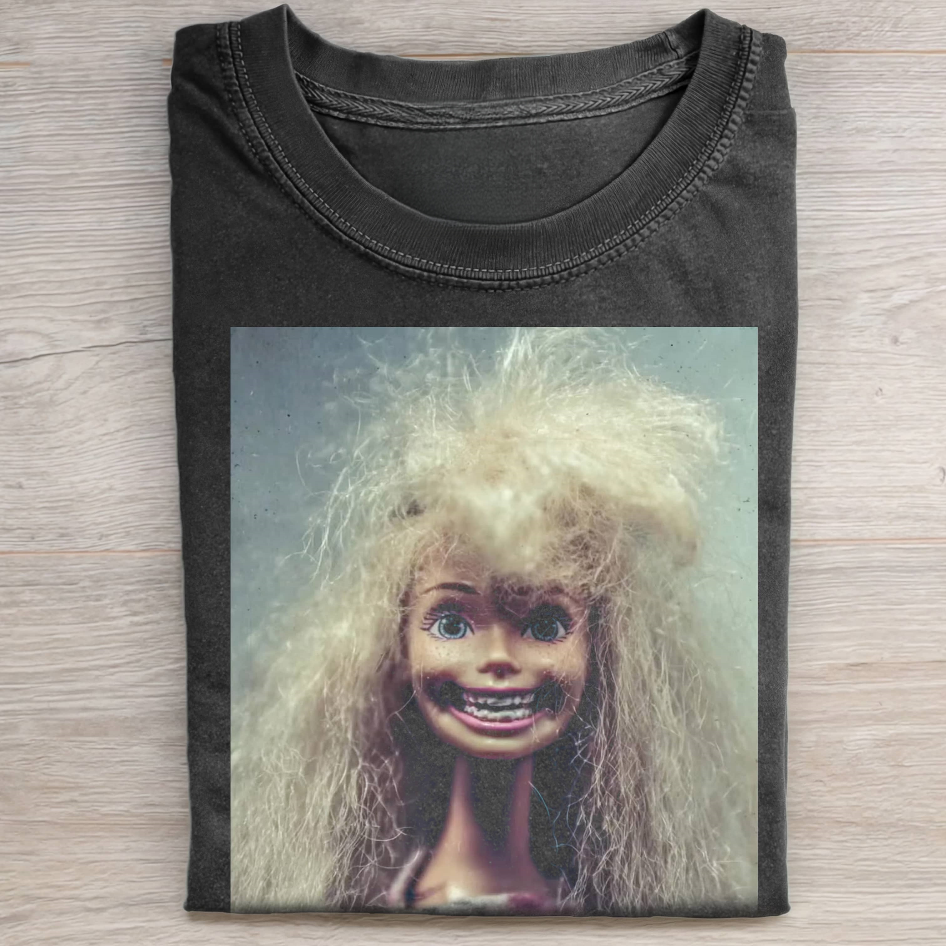 Funny Doll Face GIRL WITH A WRY SMILE T-SHIRT
