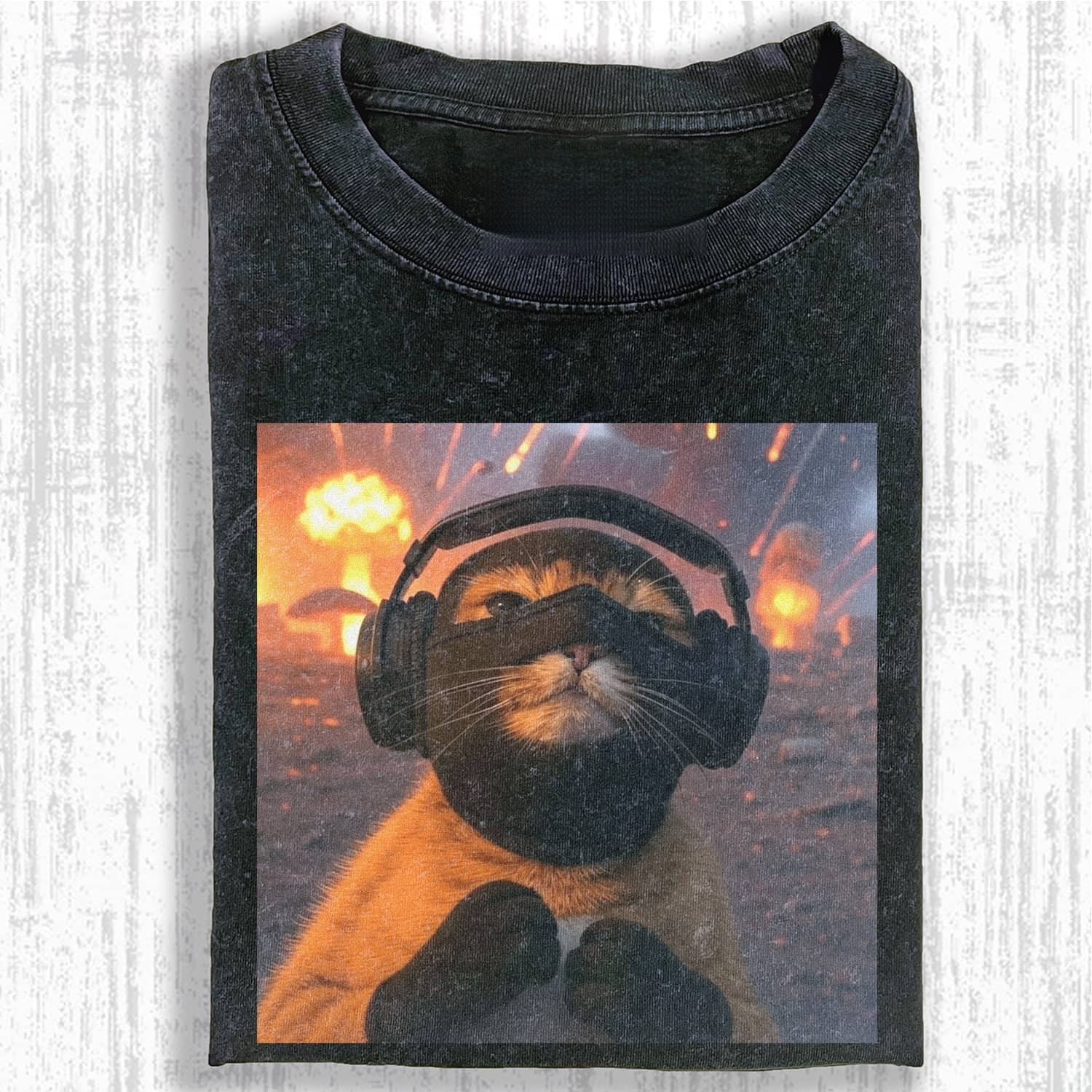Wacky Gaming Cat with Explosion Background T-shirt