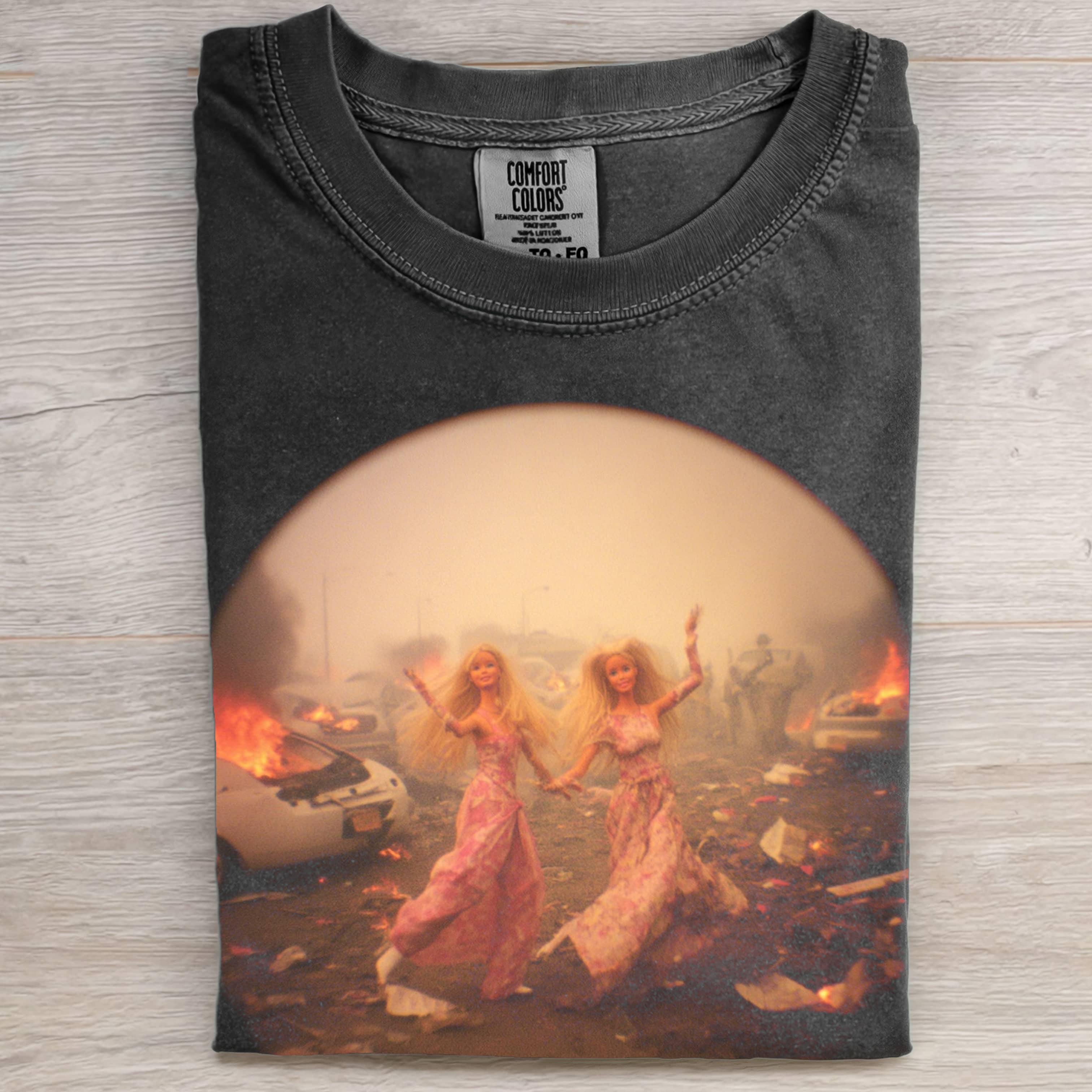 WAR TWO Funny Doll FaceS DANCING TEE - Vintage Washed Apparel by VanceMade