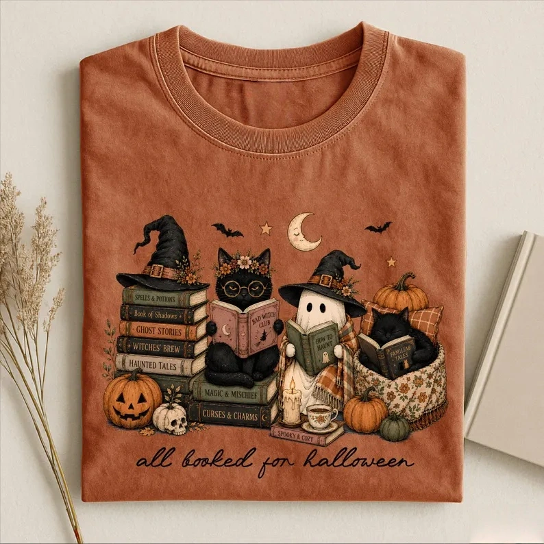 Spooky Retro Book Lover T-Shirt