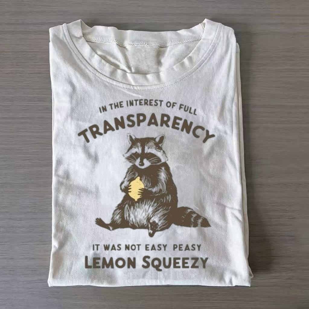 Funny Lemon Raccoon Retro Quote T-Shirt
