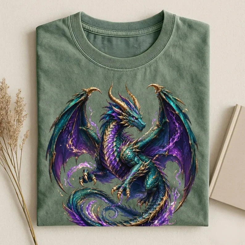 Comfort Colors® Fantasy Dragon Shirt, Mythical Creature Tee, Gothic Fantasy Art Shirt, Dragon Lover Gift, Trendy Dragon Tee, Dragon Lover