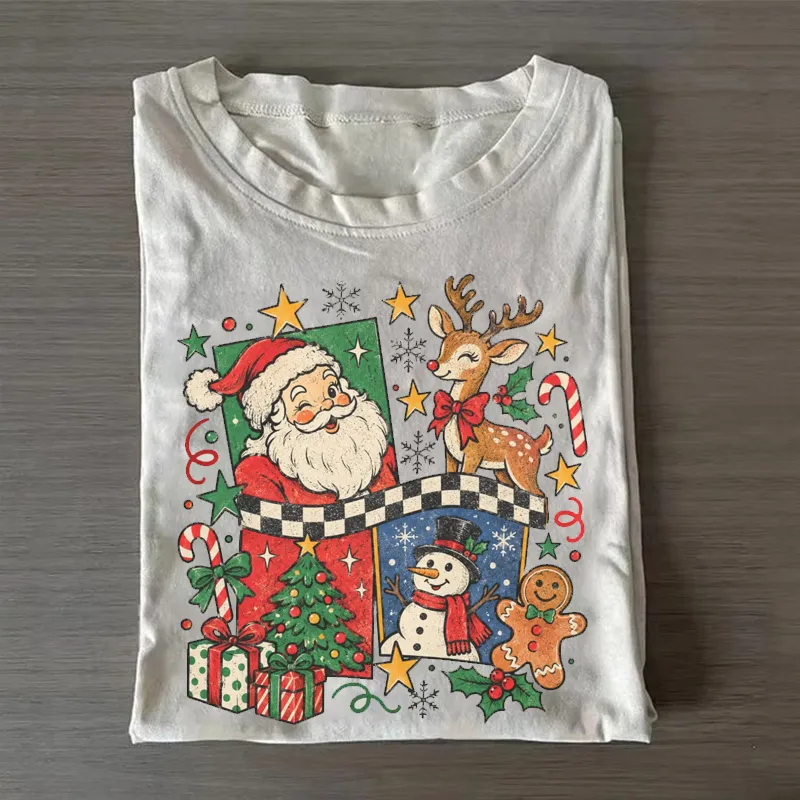 Retro Santa and Friends Christmas T-shirt