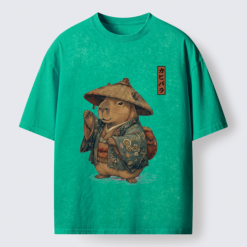 Traveling Capybara Washed T-Shirt - Vintage Washed Apparel by VanceMade