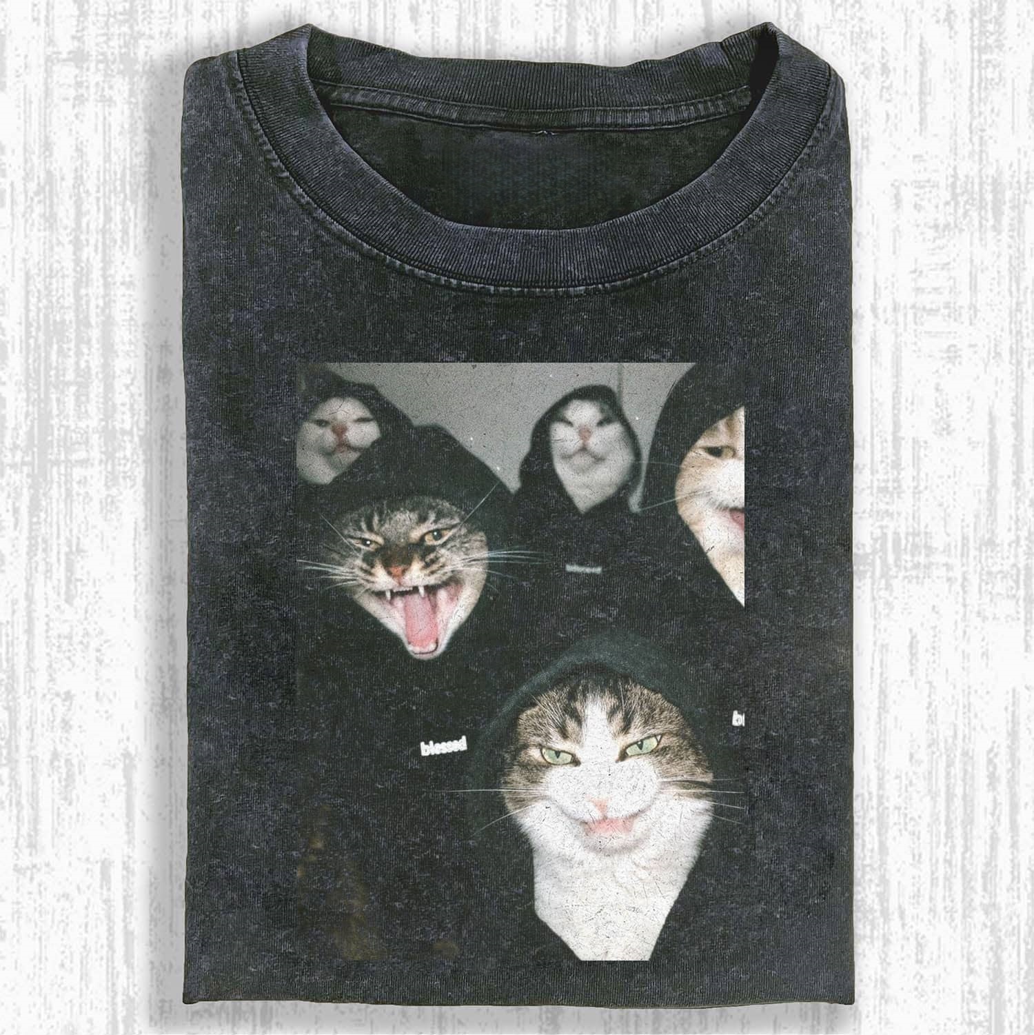 Cool and Daring Cat Group Dark - Style Trendy Cats T-shirt