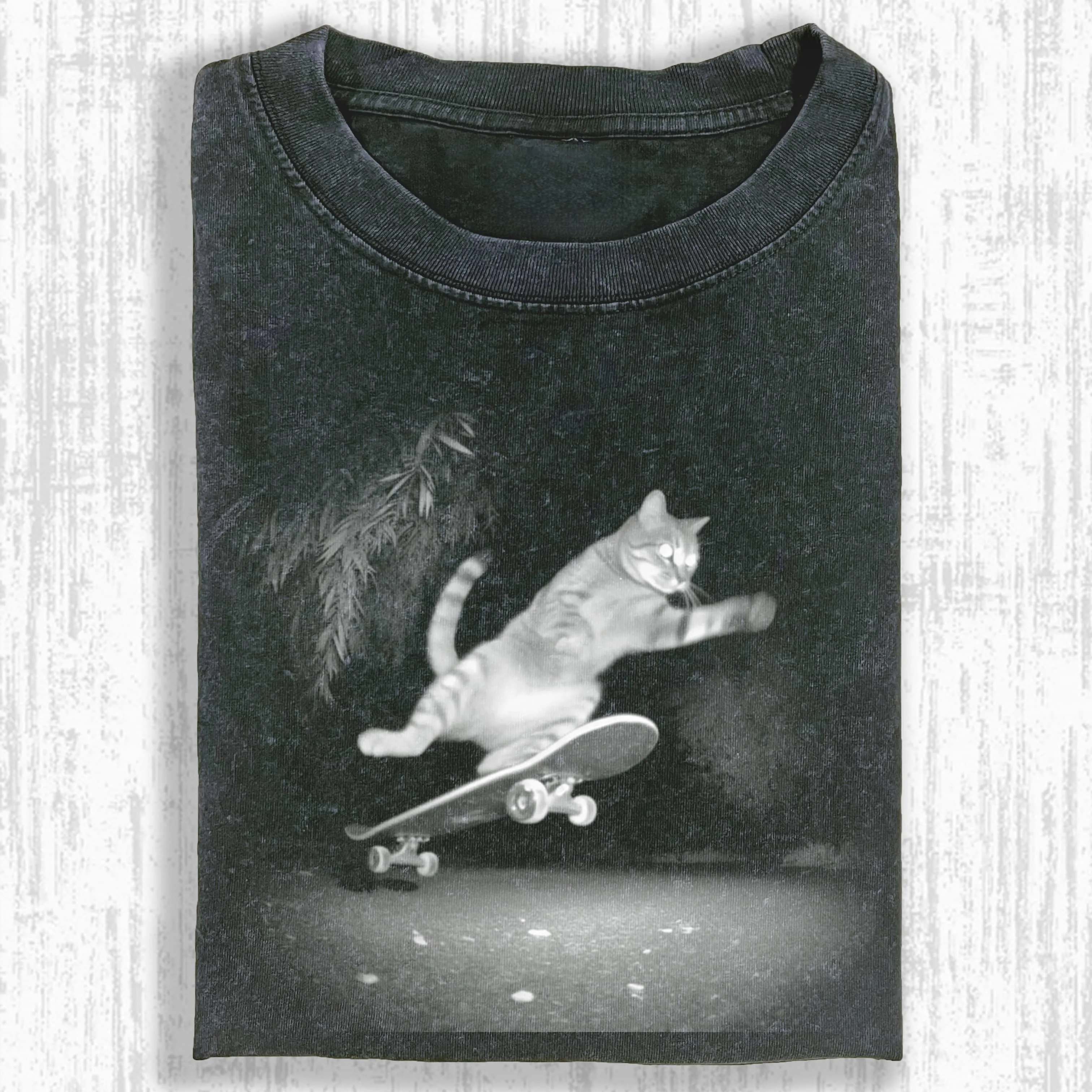 Wacky Skateboarding Cat Trick T-shirt