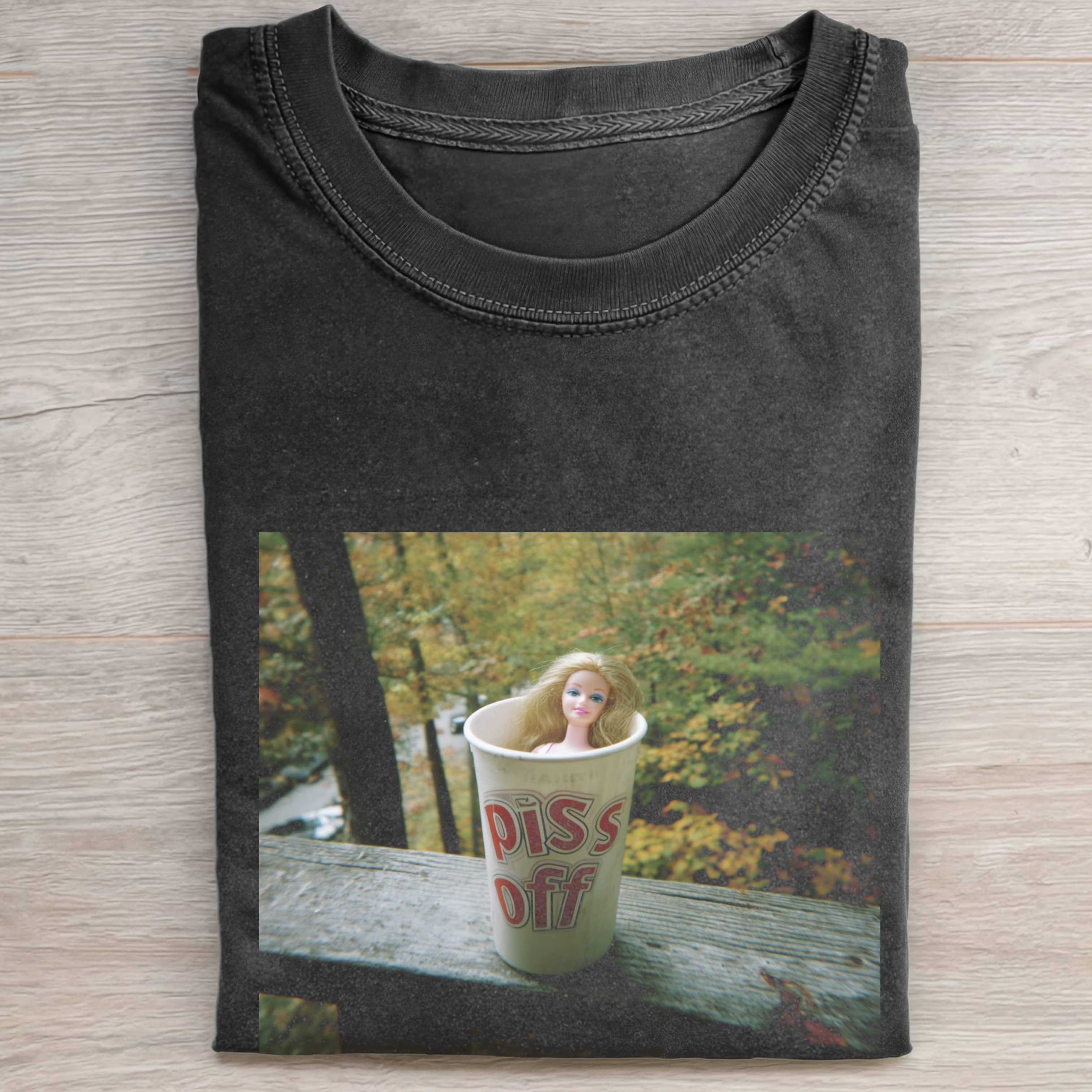Funny Doll Face GIRL IN A CUP T-SHIRT