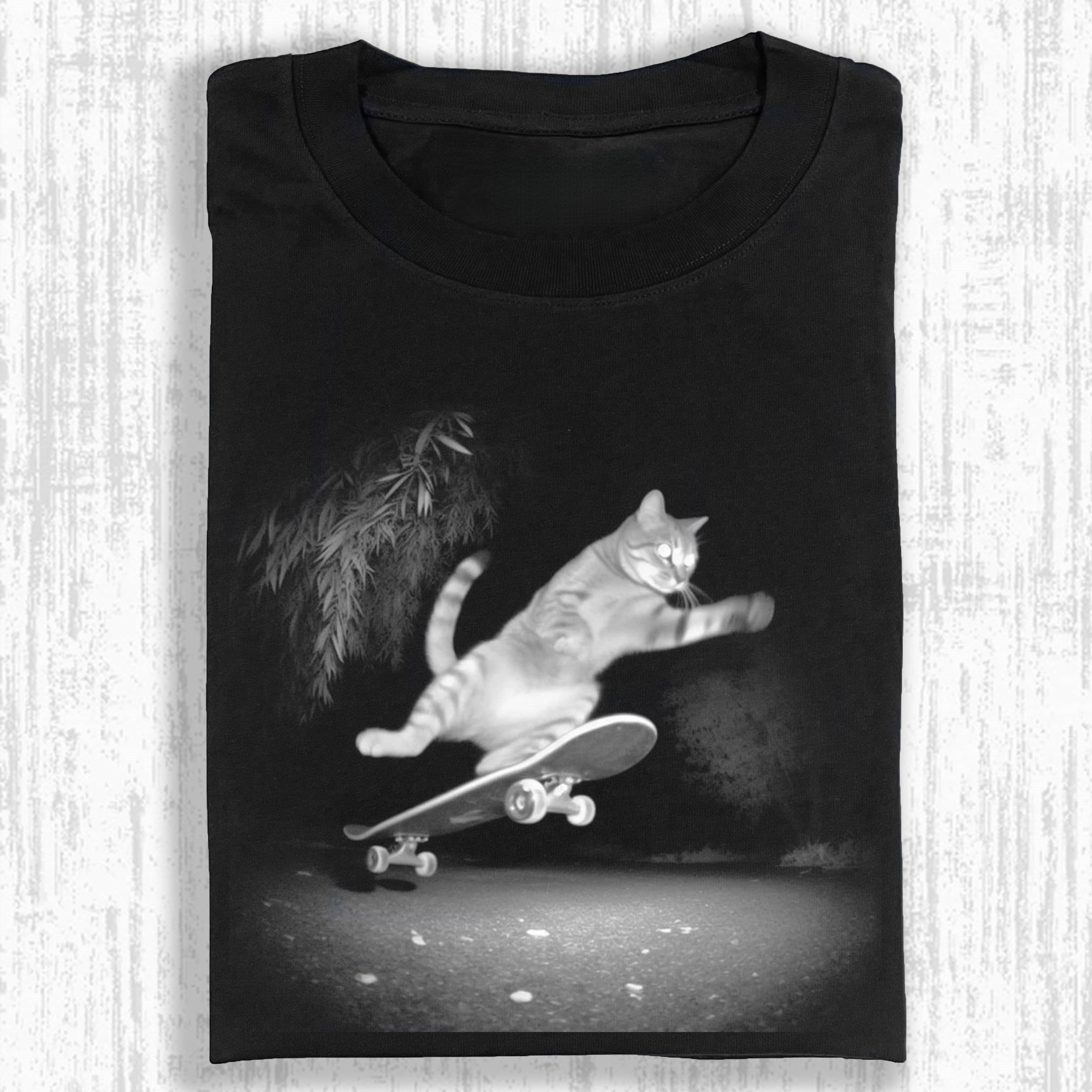 Wacky Skateboarding Cat Trick T-shirt
