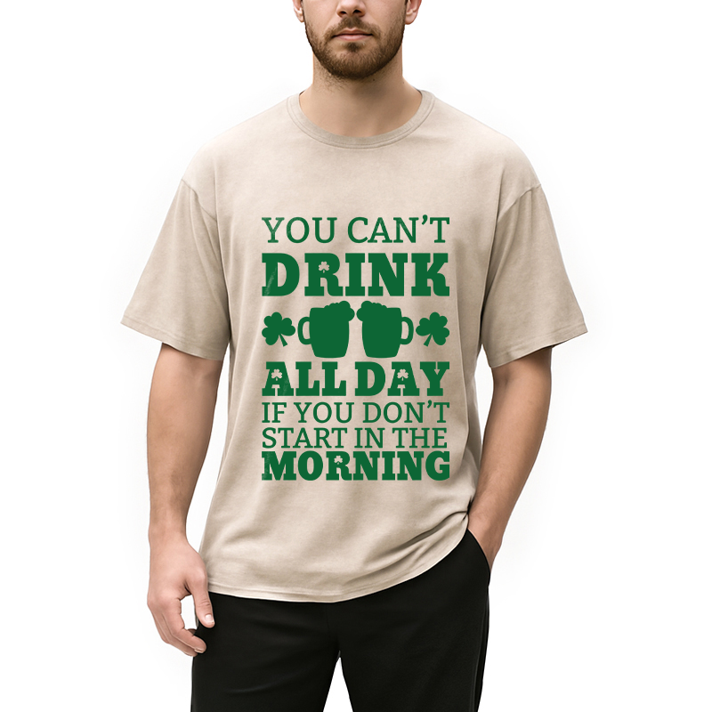 Day Drinking St Paddys Day Washed T-Shirt - Vintage Washed Apparel by VanceMade