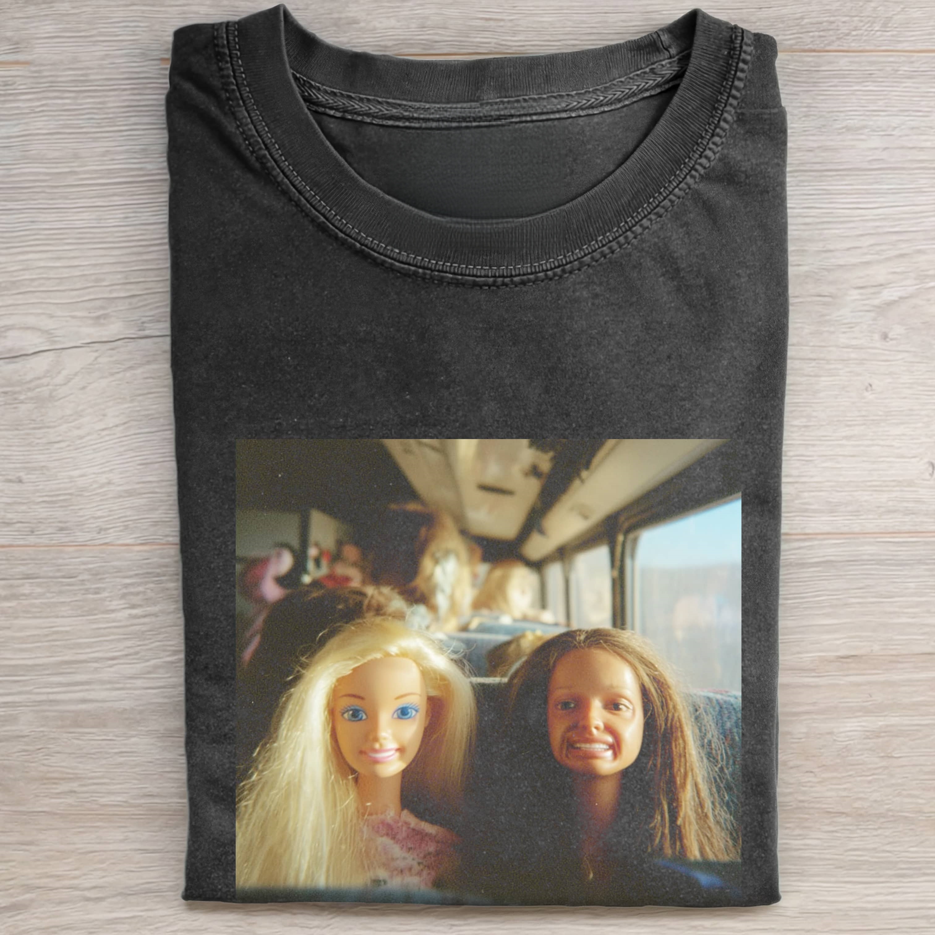 Funny Doll Face GIRL ON THE BUS T-SHIRTS