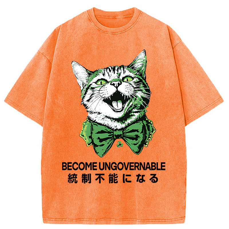 St. Patrick's Day Prank Cat Washed T-Shirt - Vintage Washed Apparel by VanceMade