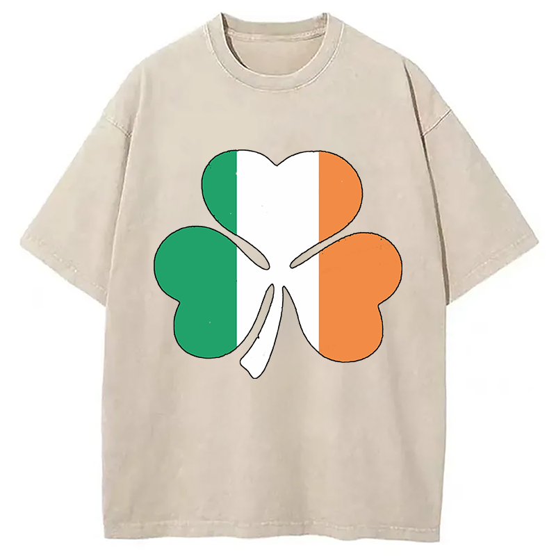 Irish Flag Shamrock Washed T-Shirt-Vance