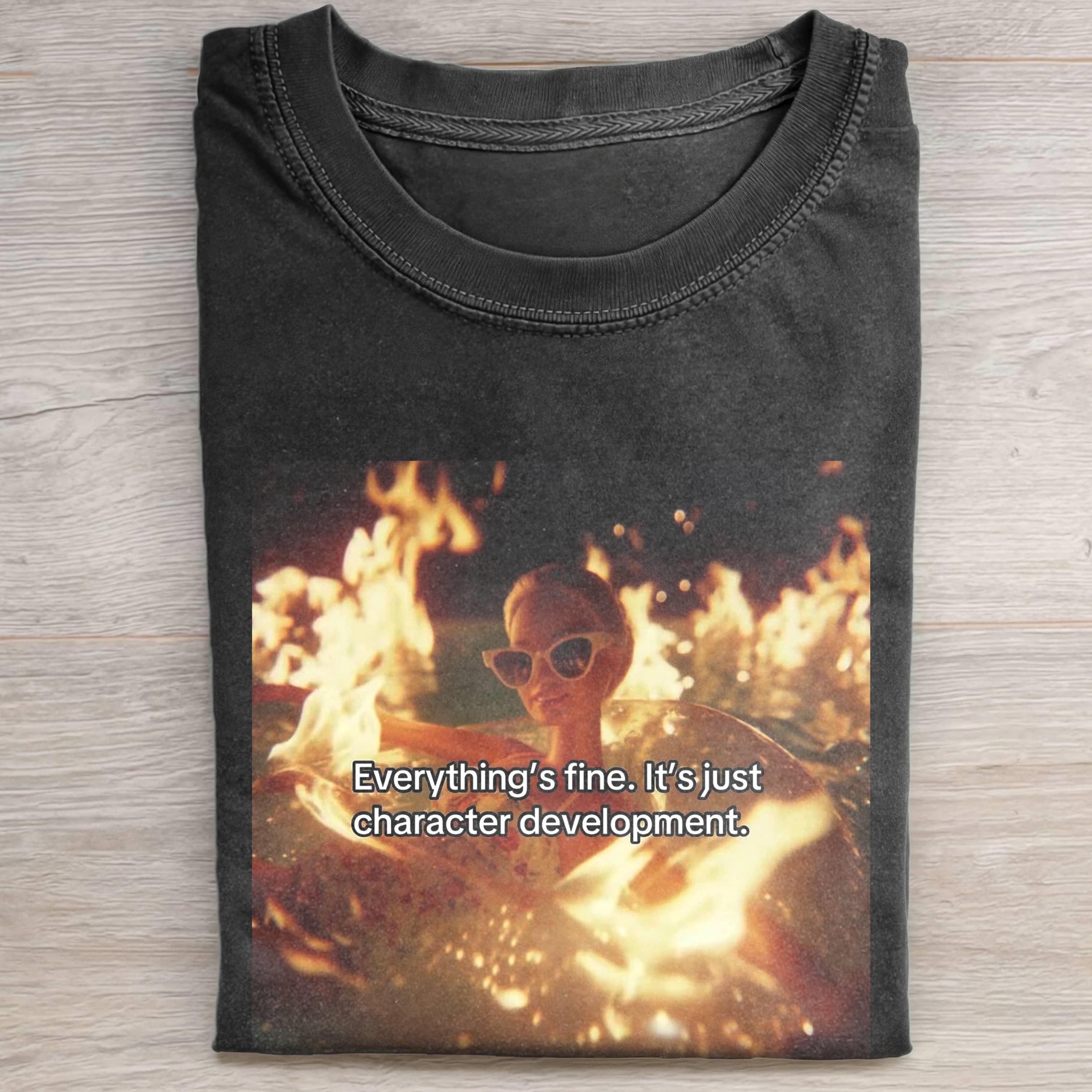 Funny Doll FaceCORE RETRO FIRE SWIMMING T-SHIRT - Vintage Washed Apparel by VanceMade