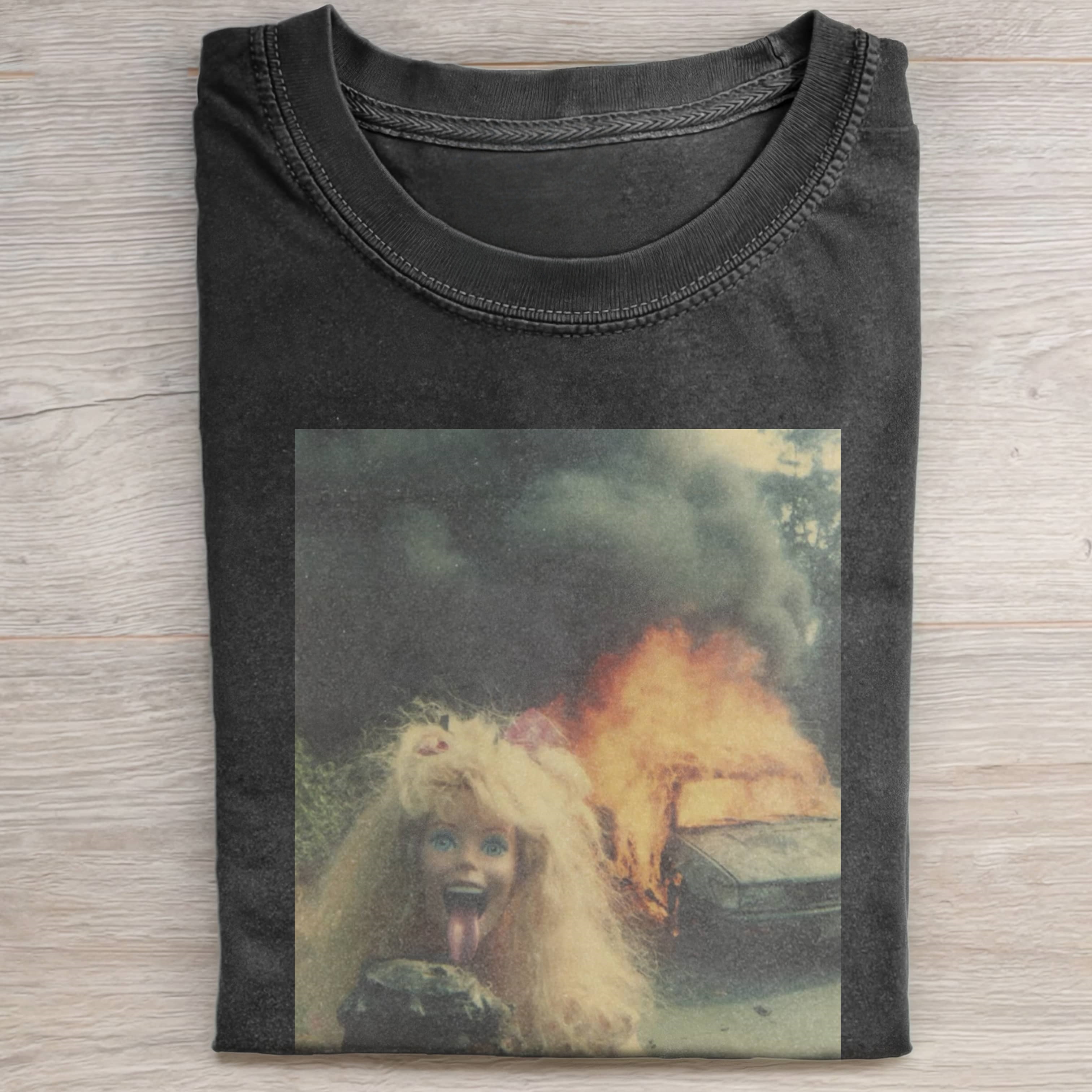 CAR BURNING Funny Doll FaceCORE TEE
