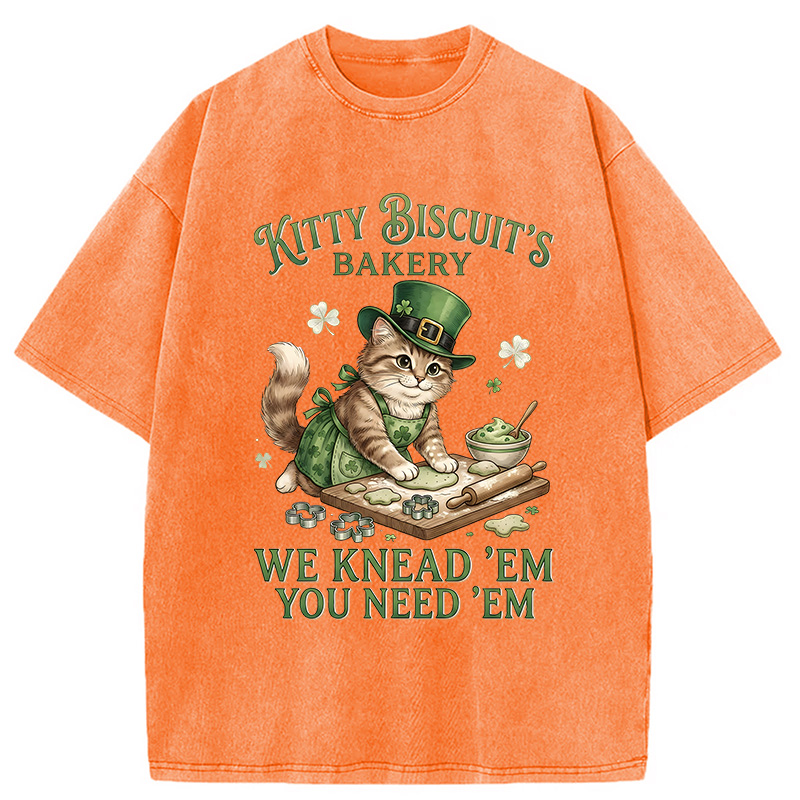 Funny Cat St Patrick's Day Washed T-Shirt-Vance