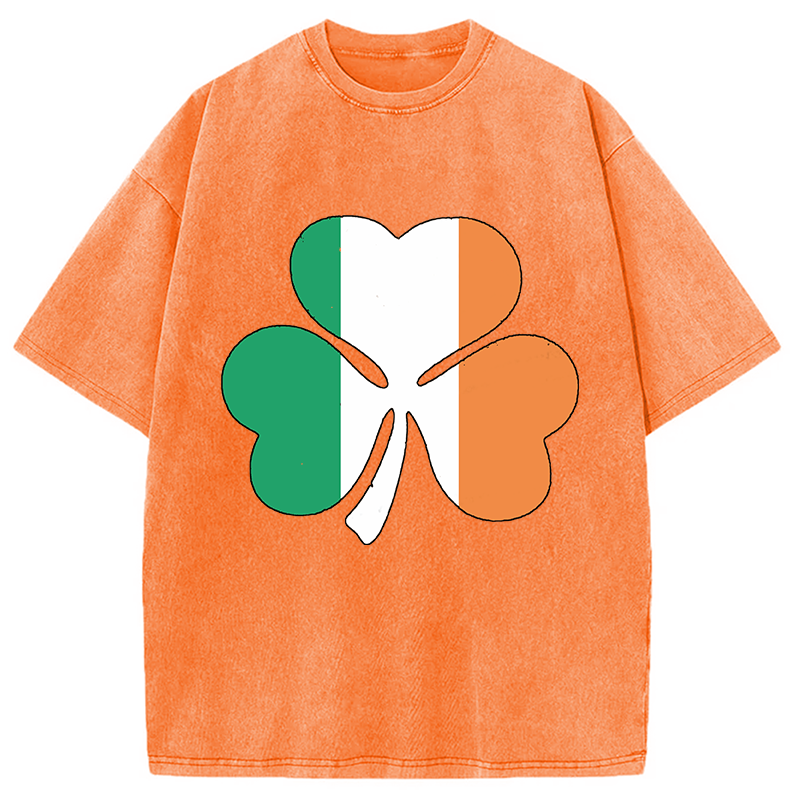 Irish Flag Shamrock Washed T-Shirt-Vance