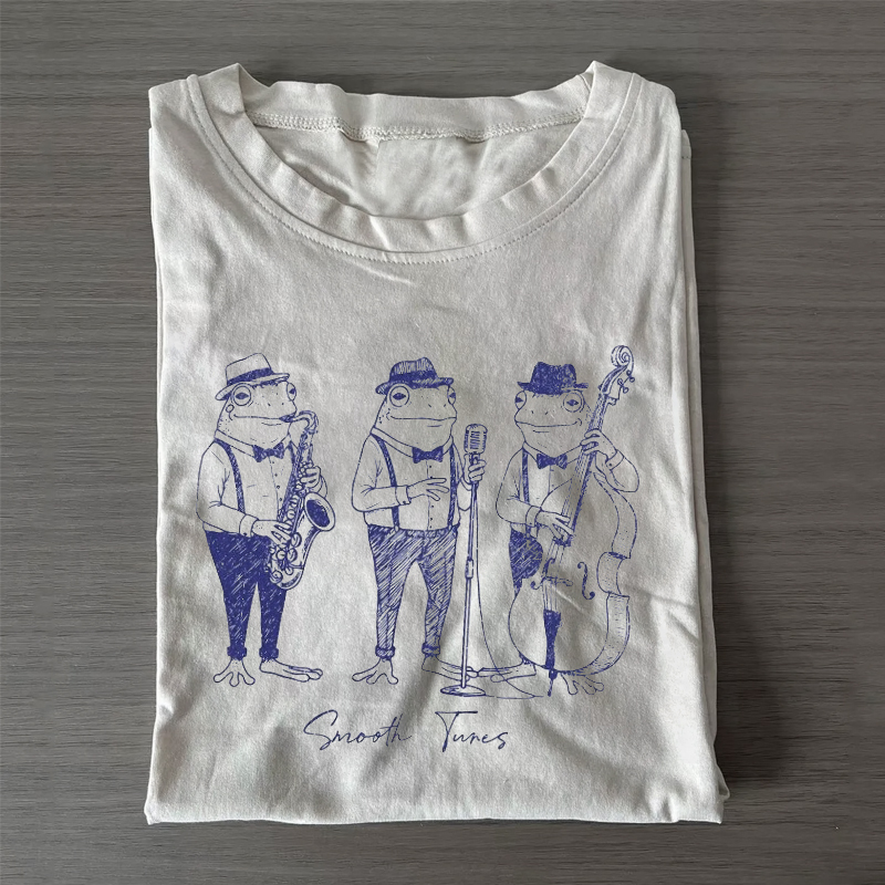 ShawnCraft® Official: Vintage Jazz Frog T-shirt - Premium Breathable Cotton Apparel