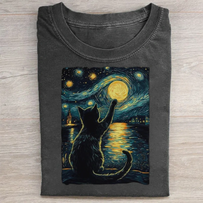 Starry Night Cat T-Shirt