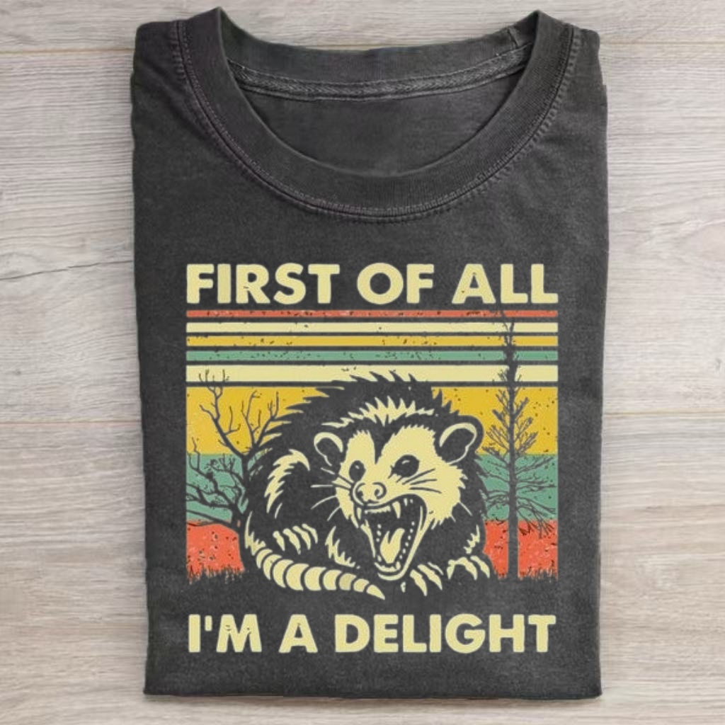 Vintage Grumpy Opossum Funny Text T-Shirt