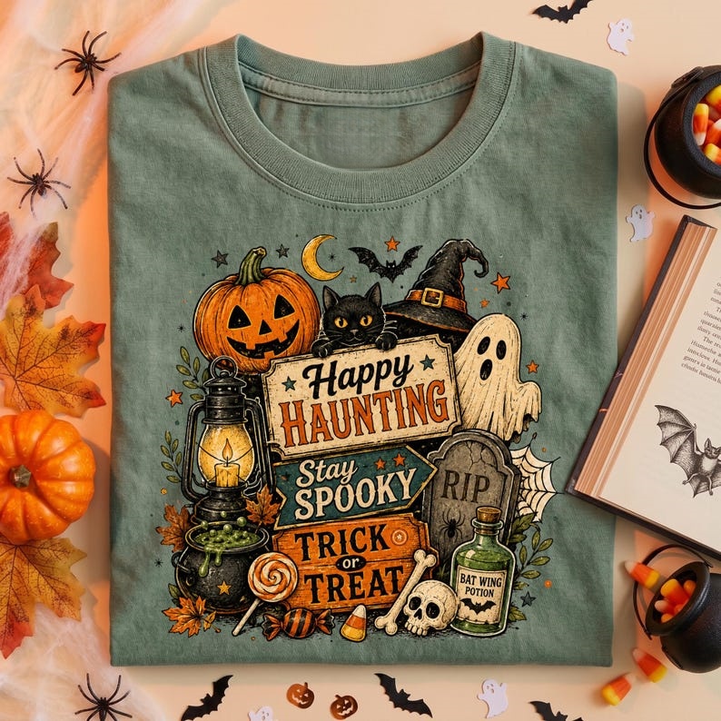 Retro Spooky Halloween Collage Quote Classic T-Shirt