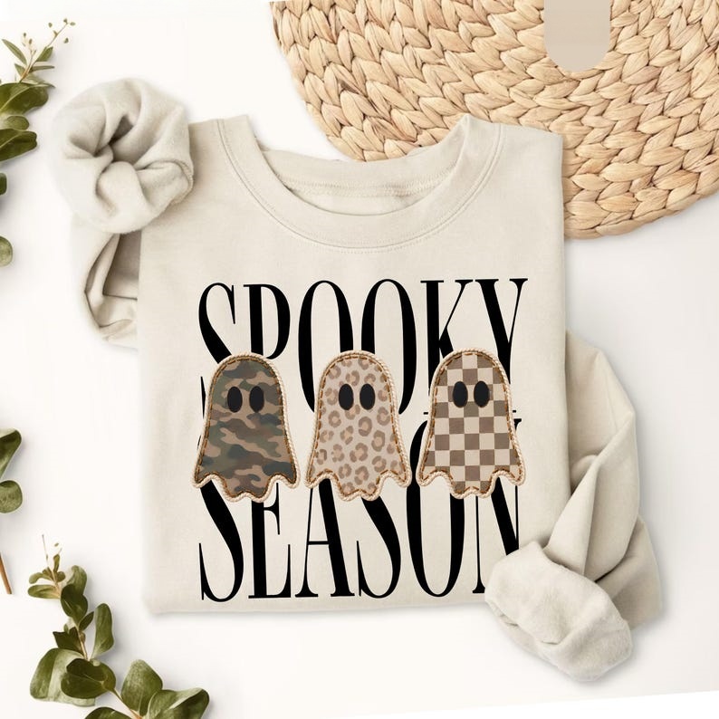 Pattern Ghost Spooky Season Classic Sweatshirt