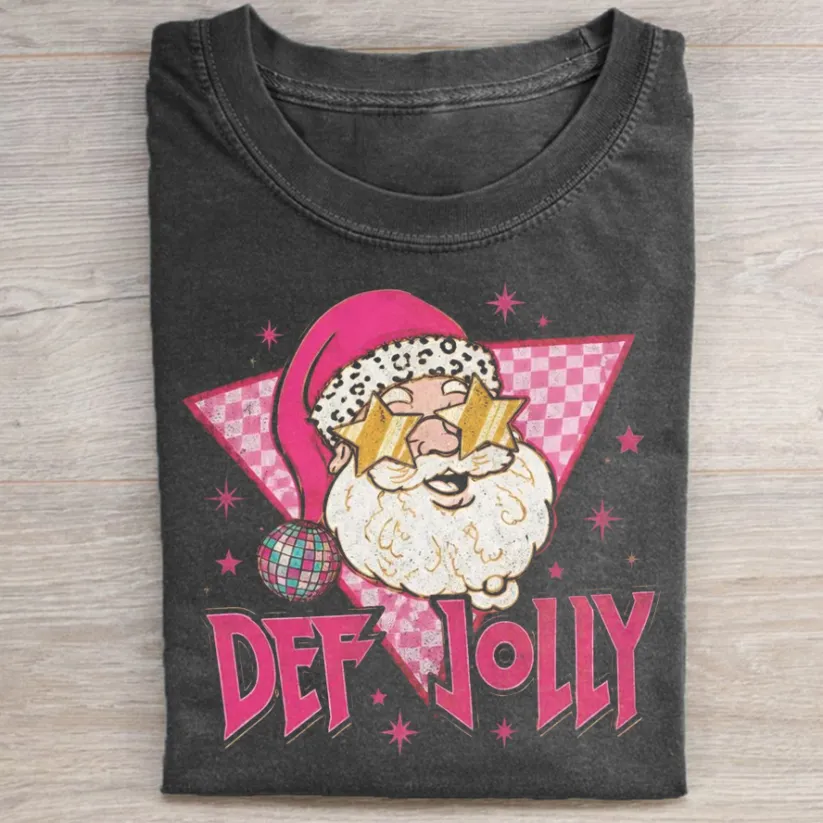 Retro Pink Santa Christmas Graphic T-shirt