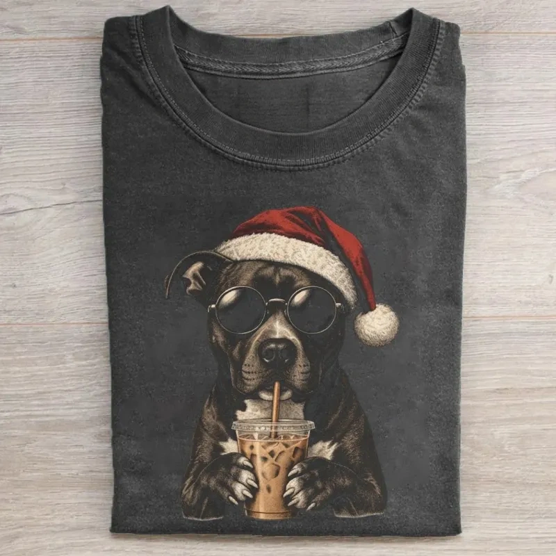 Funny Pit Bull Santa Hats Dog T-shirt