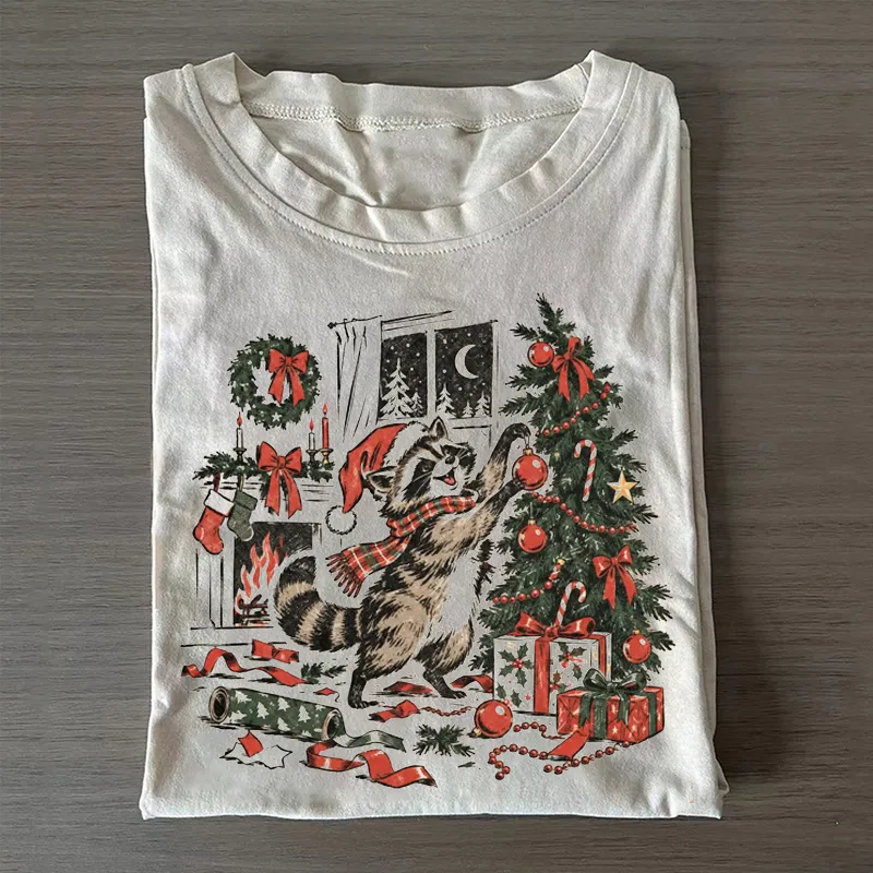 Funny Raccoon Christmas T-shirt