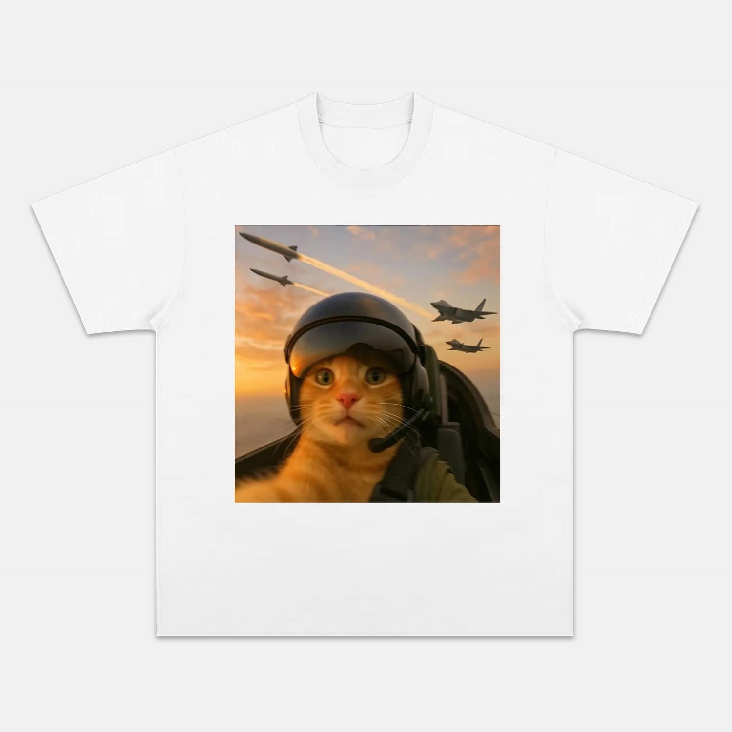 Wacky Pilot Cat with Headset Vintage T-shirt