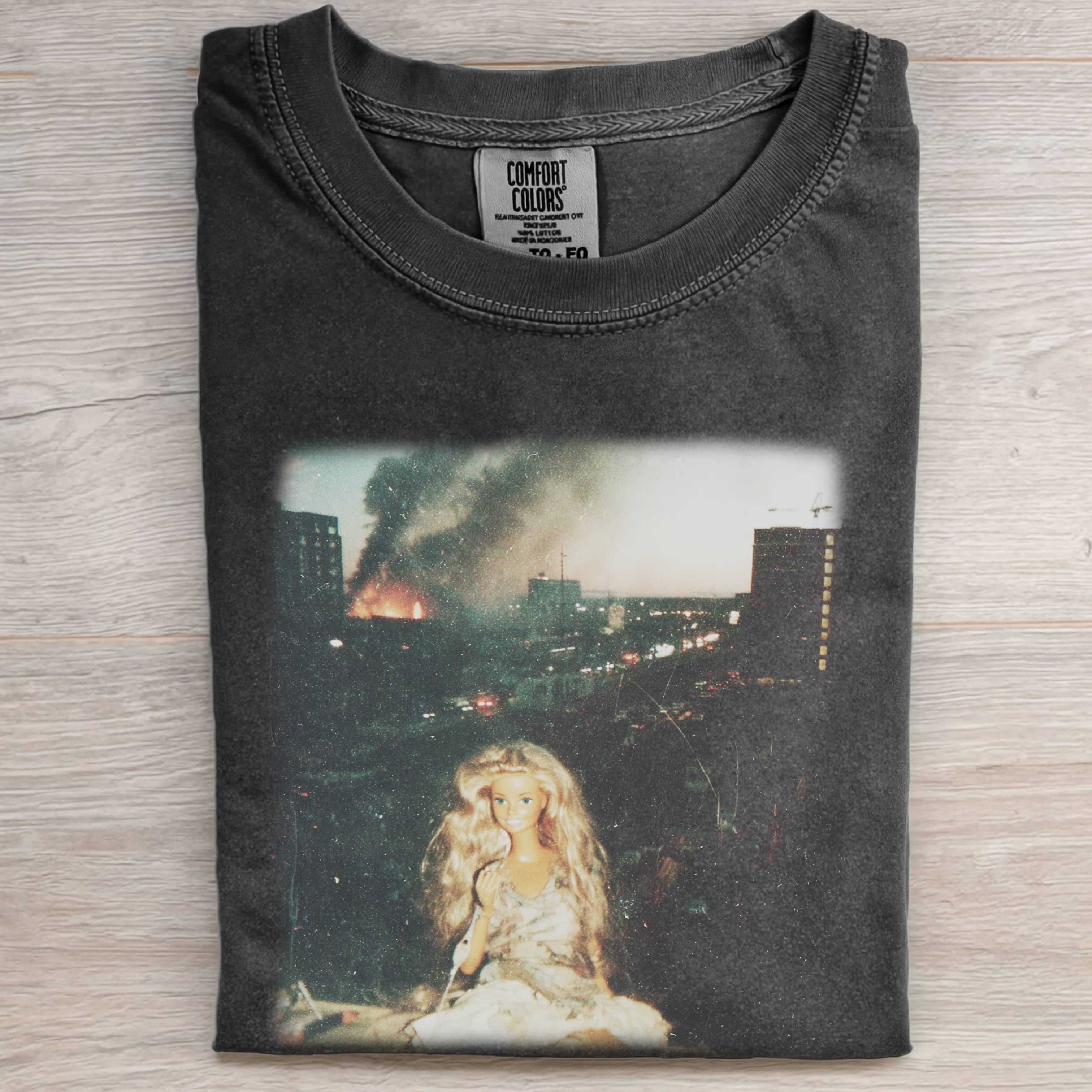 RETRO Funny Doll Face GIRL T-SHIRT - Vintage Washed Apparel by VanceMade