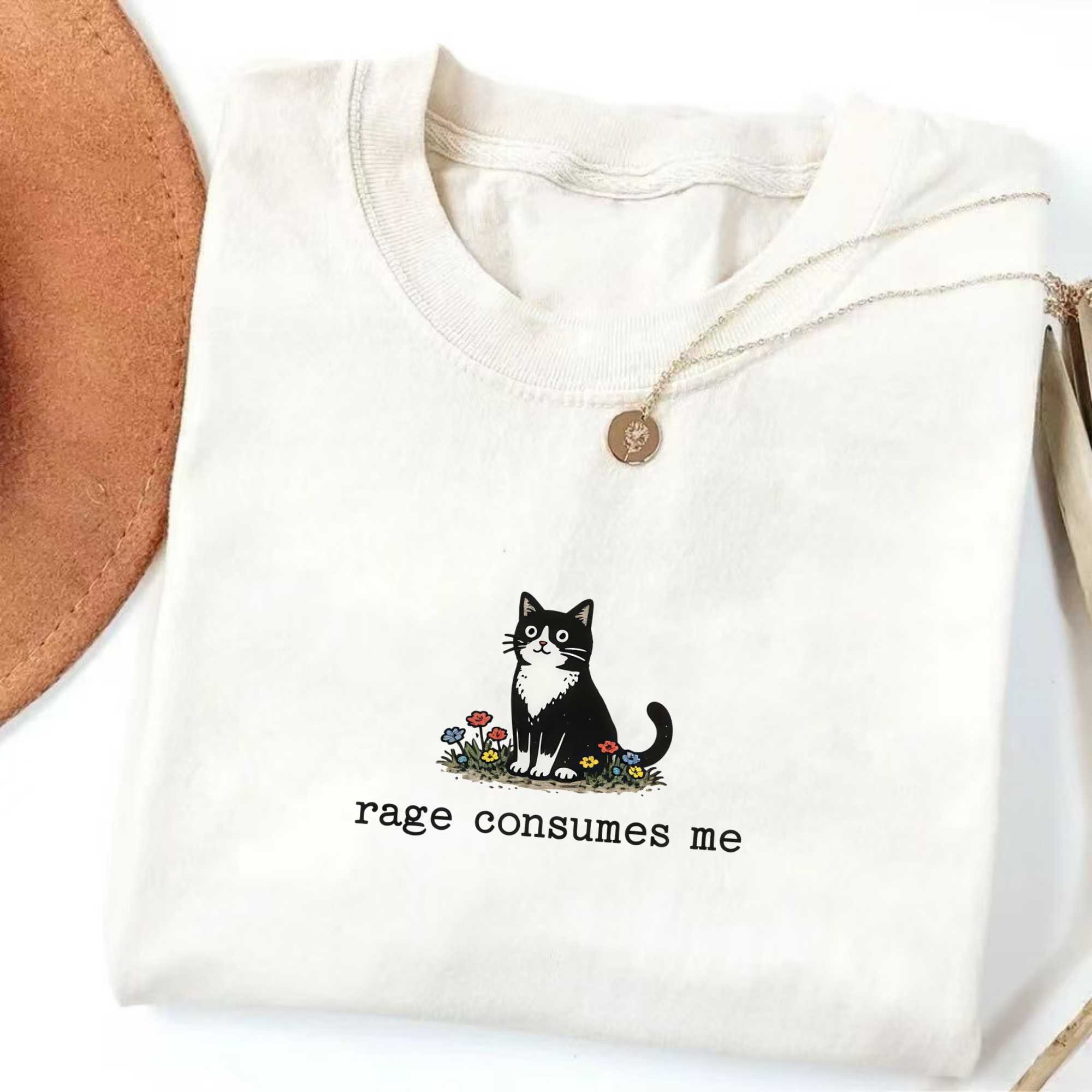 Rage Consumes Me Cat T-Shirt - Vintage Washed Apparel by VanceMade