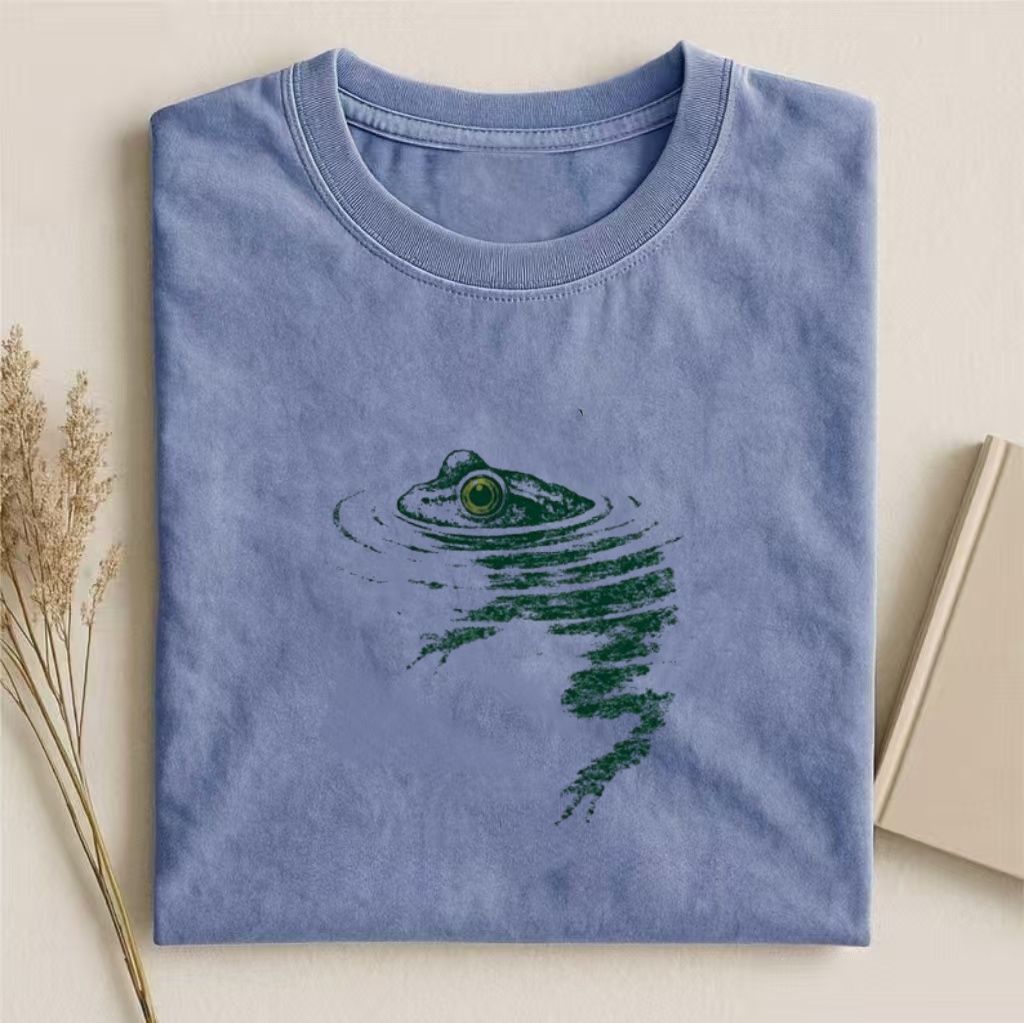ShawnCraft® Official: Vintage Pond Frog Peeking Graphic T-Shirt - Premium Breathable Cotton Apparel