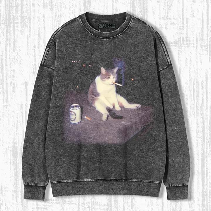 WACKY CAT SWEATSHIRTS & HOODIES - Vintage Washed Apparel by VanceMade