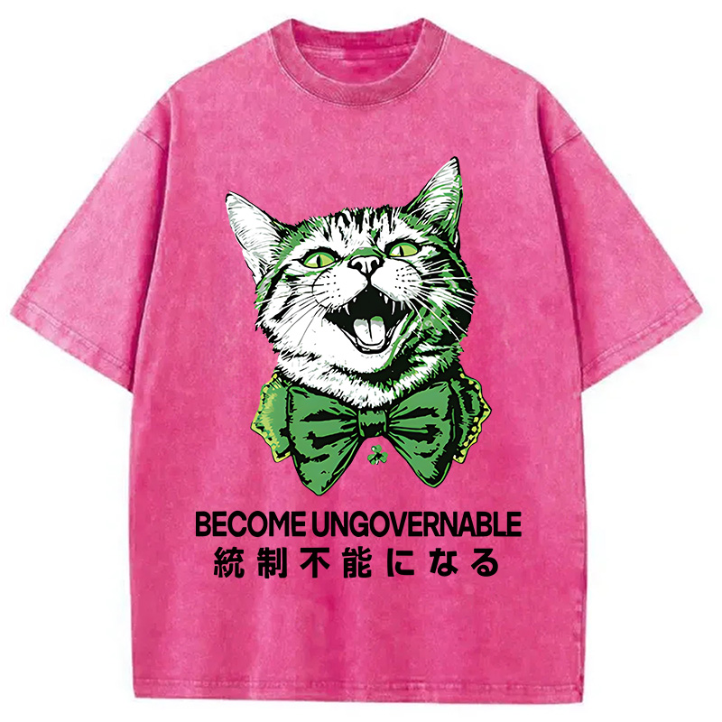 St. Patrick's Day Prank Cat Washed T-Shirt - Vintage Washed Apparel by VanceMade