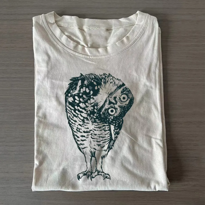 Linocut Owl T-Shirt - Vintage Washed Apparel by VanceMade