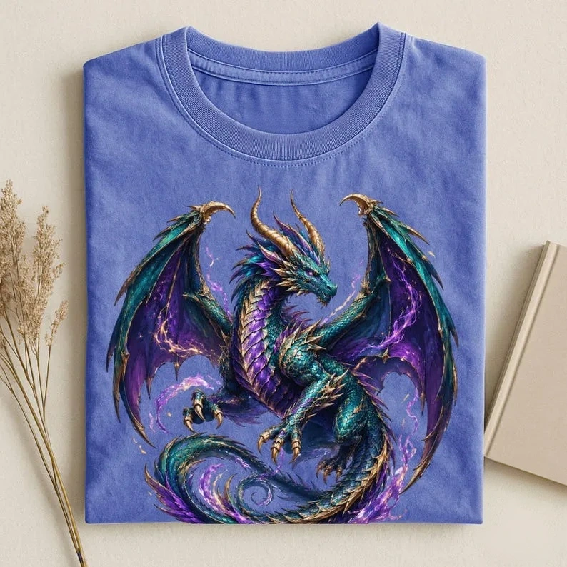Comfort Colors® Fantasy Dragon Shirt, Mythical Creature Tee, Gothic Fantasy Art Shirt, Dragon Lover Gift, Trendy Dragon Tee, Dragon Lover