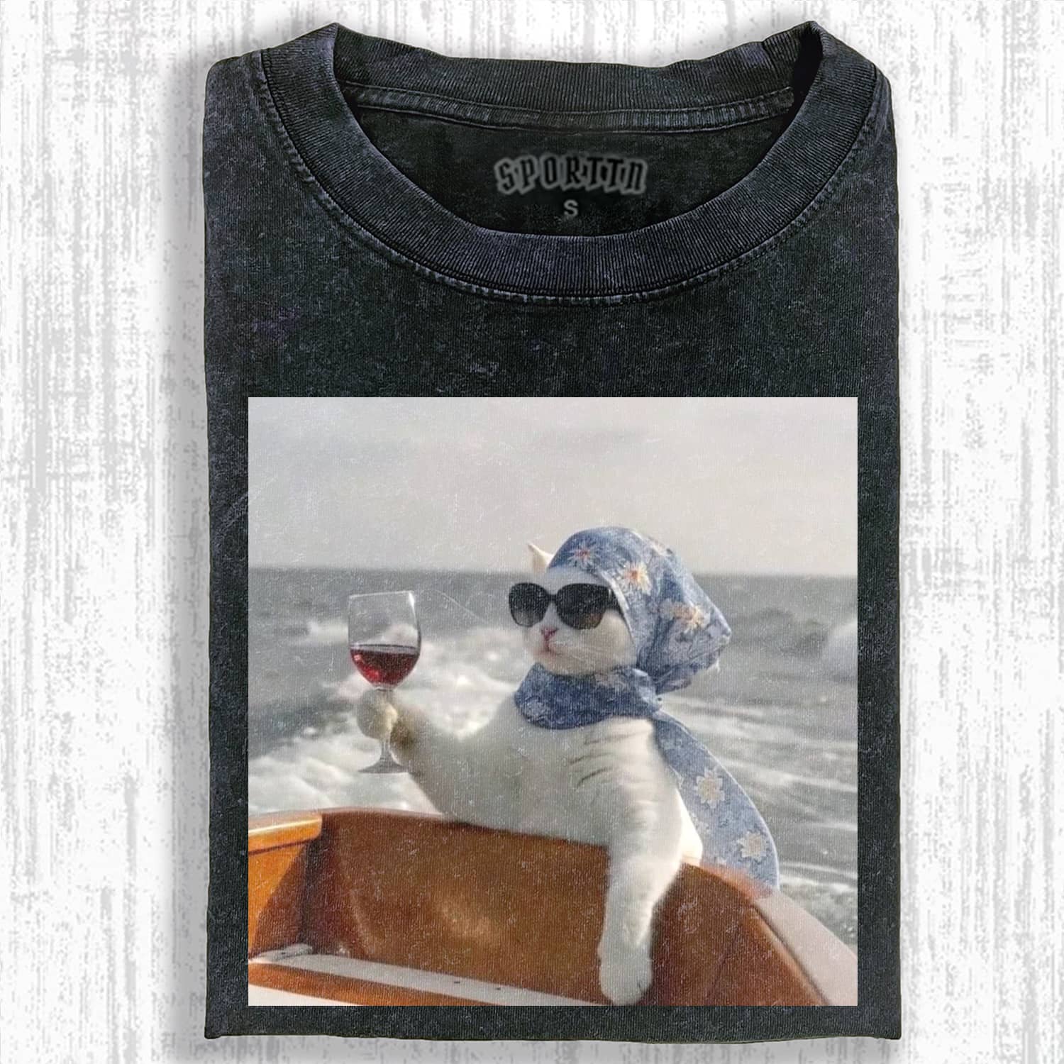 FUNNY CAT T-SHIRT - Vintage Washed Apparel by VanceMade