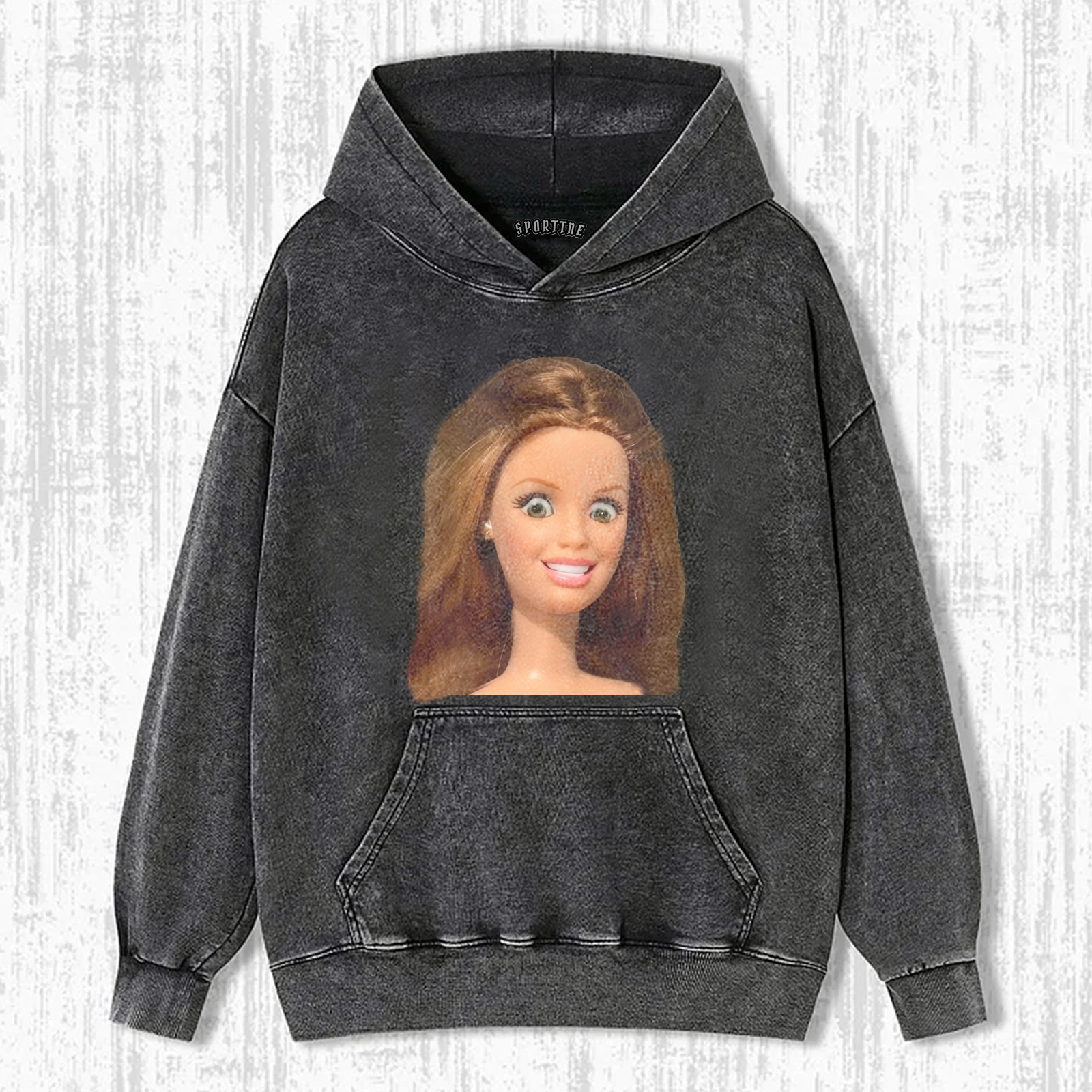 SURPRISED Funny Doll Face PRINT T-SHIRT - Vintage Washed Apparel by VanceMade