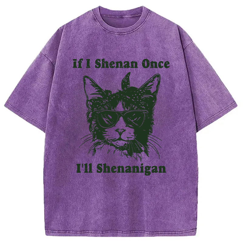St. Patrick's Day Elegant Cat Washed T-Shirt - Vintage Washed Apparel by VanceMade