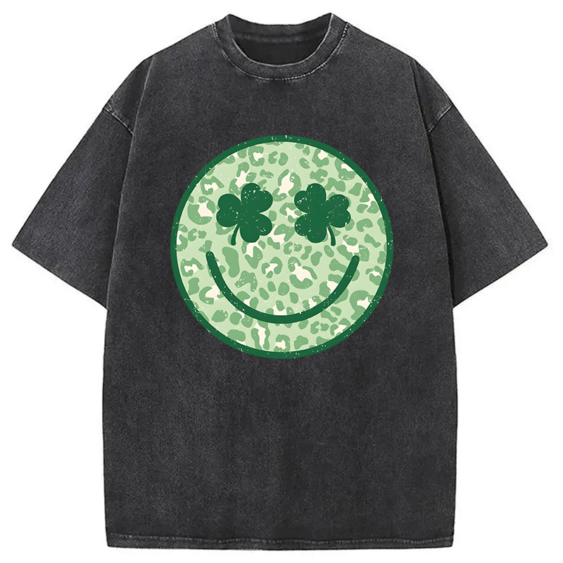 Shamrock Smile St Patrick's Day Washed T-Shirt - Vintage Washed Apparel by VanceMade