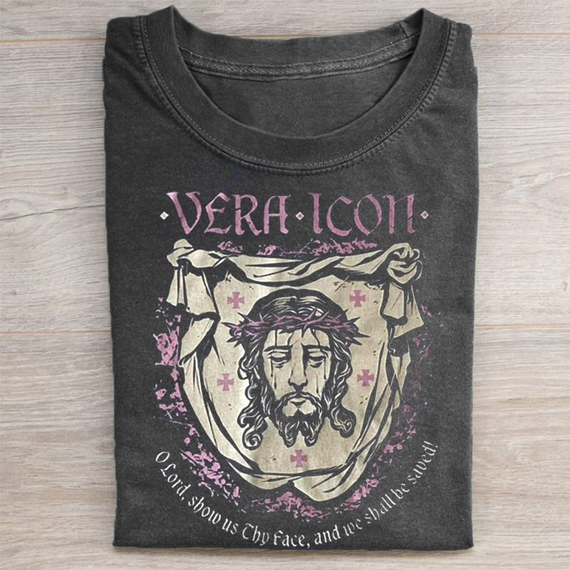 Retro Style Holy Face T-shirt - Vintage Washed Apparel by VanceMade