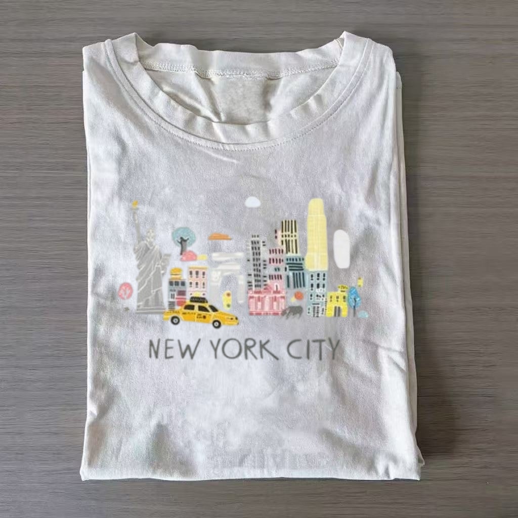 Cute Cartoon New York City Landmark T-shirt
