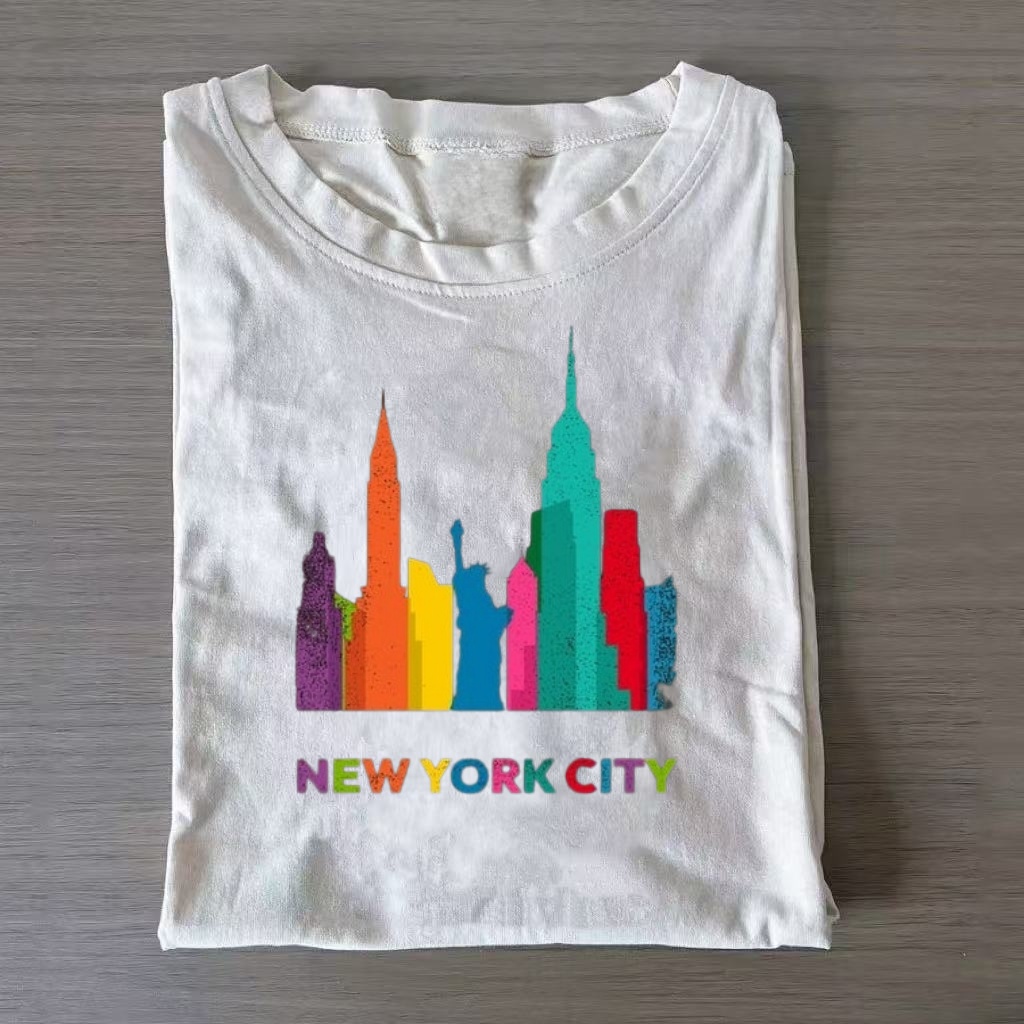 Multicolor NYC City Silhouette Graphic T-shirt