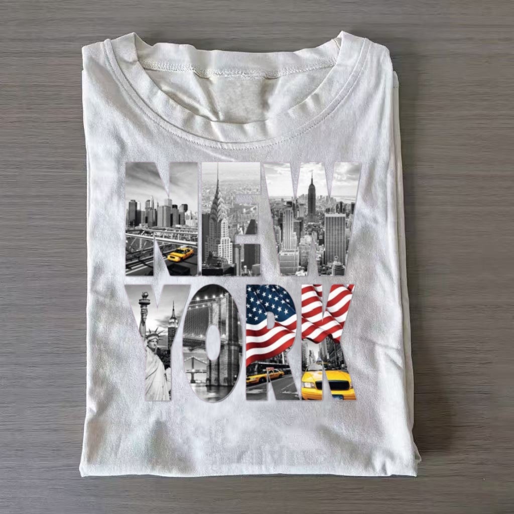 Vintage NYC Landmark Flag Fill Letter T-shirt
