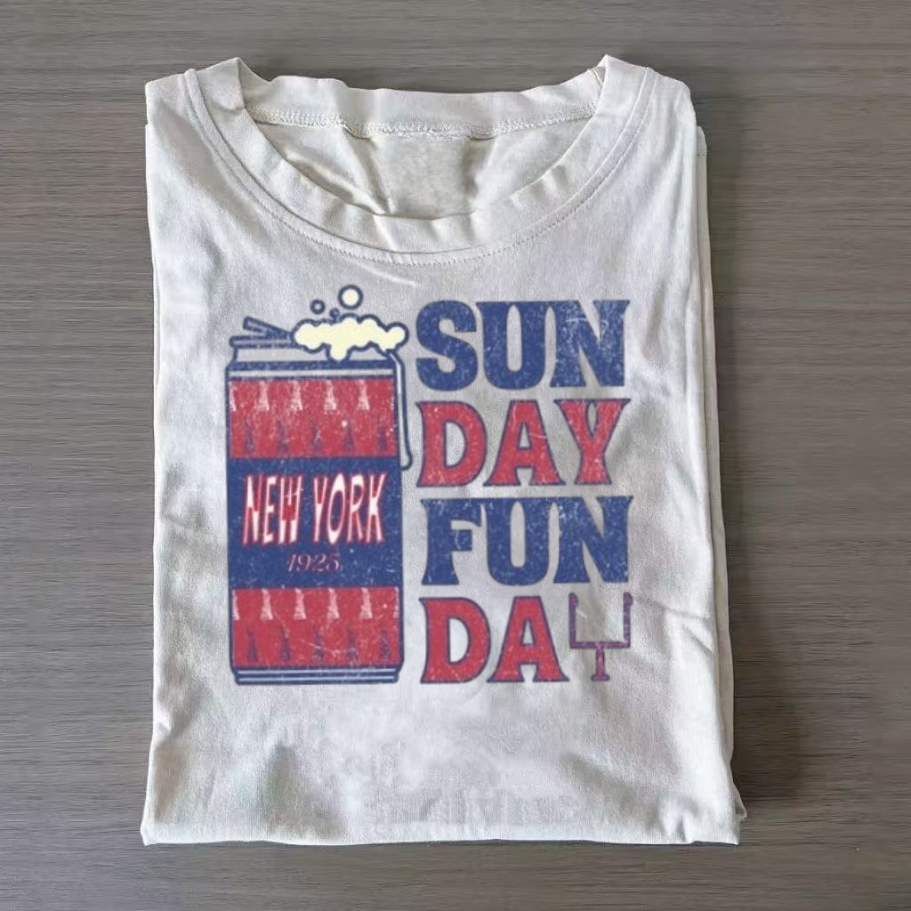 Vintage Sunday Fun Day NYC Beer Can Graphic T-shirt