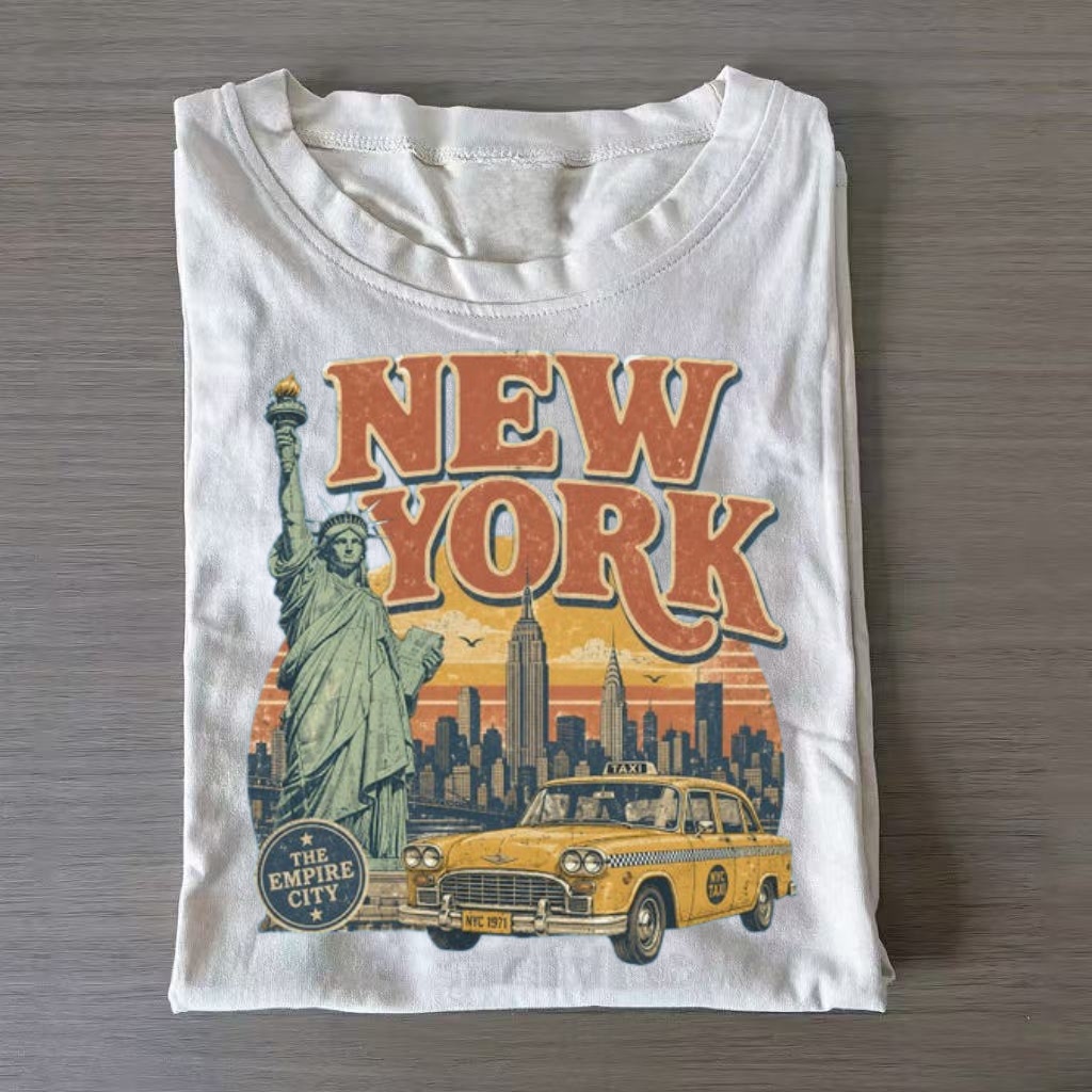 Retro Empire City Liberty Taxi Graphic T-shirt
