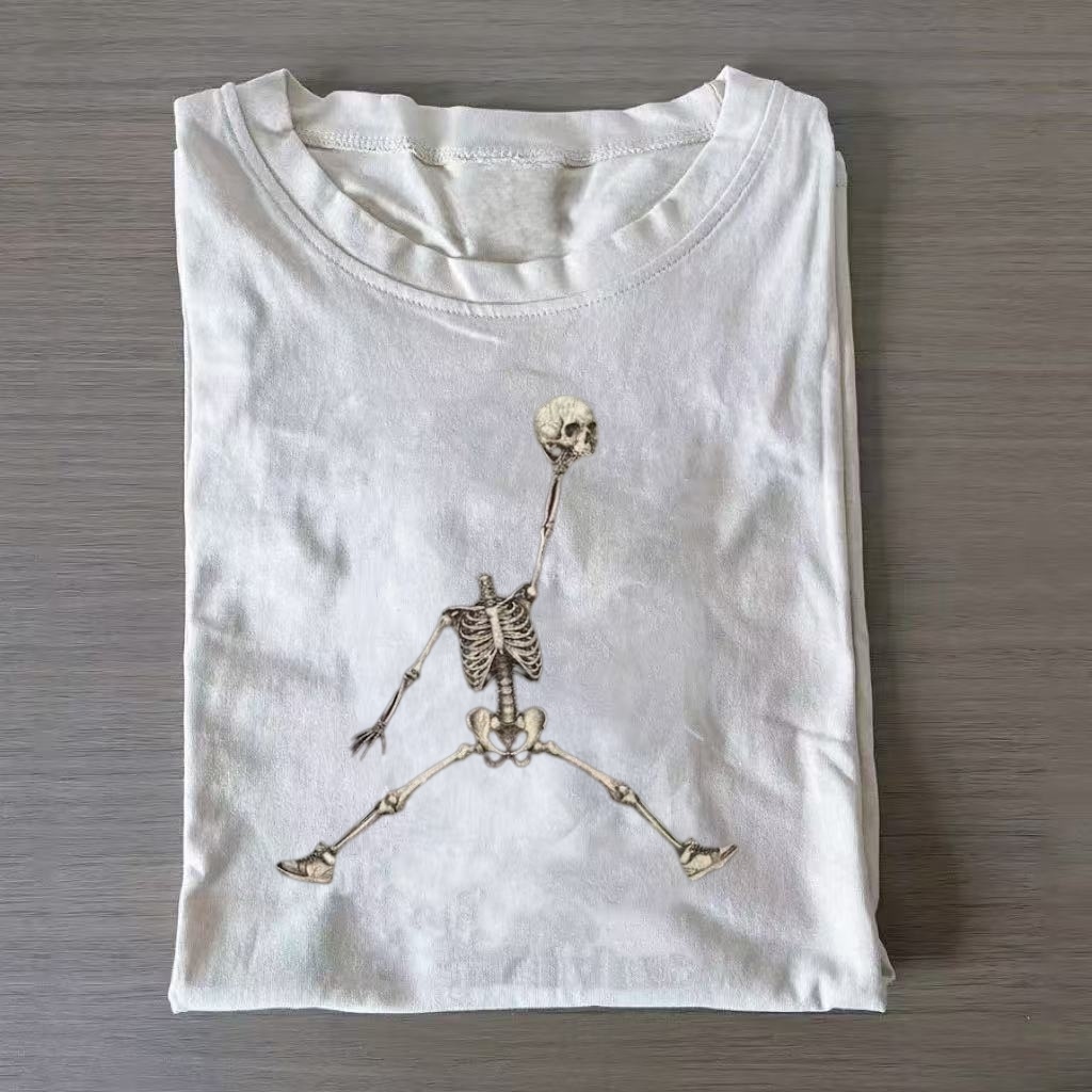 Funny Skeleton Basketball Pose Graphic T-shirt