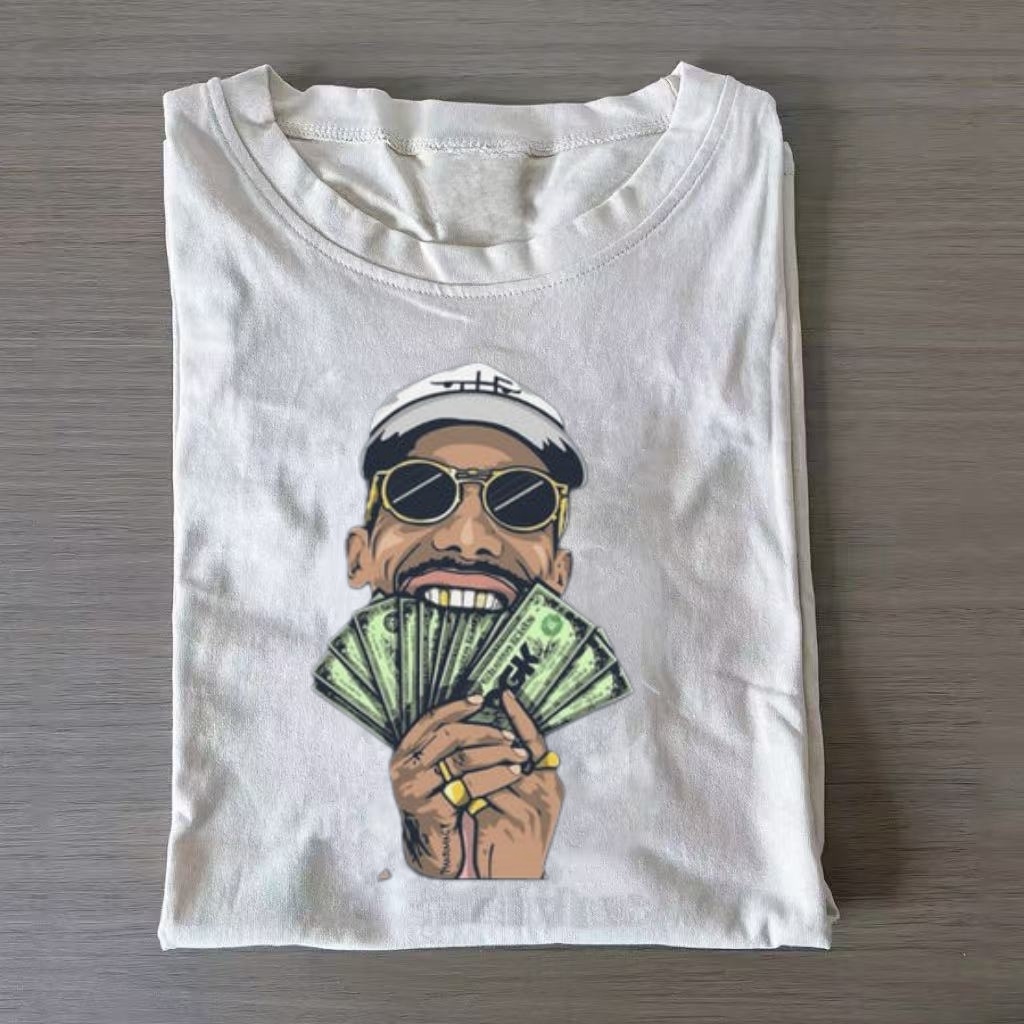 Hip Hop Cash Portrait Art Casual T-shirt