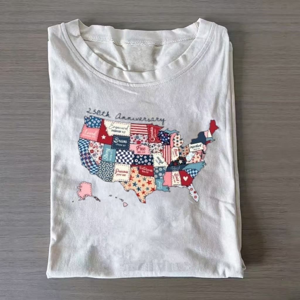 Patchwork USA Map 250 Year Graphic T-shirt